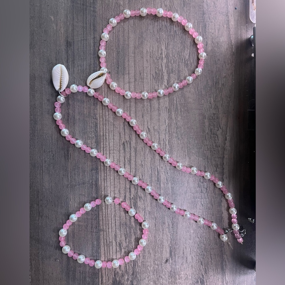 Handmade bracelet, anklet, and necklace set!